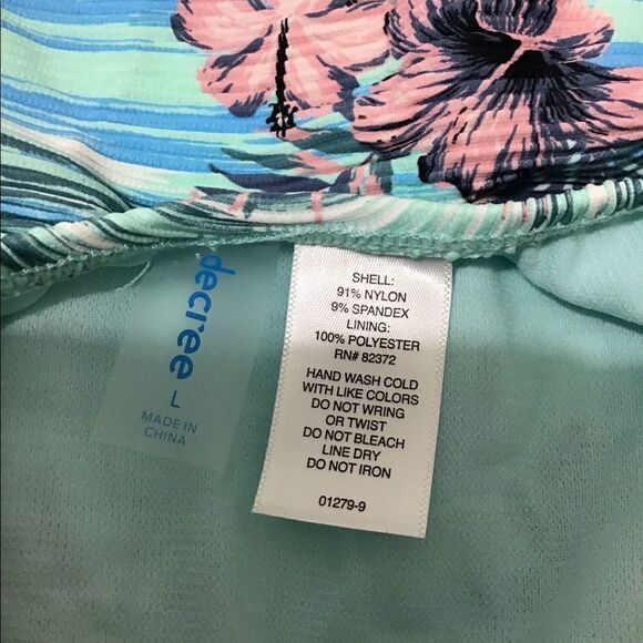 Decree Blue Floral Print One-Piece Swimsuit New With Tag Size L - Picture 6 of 8